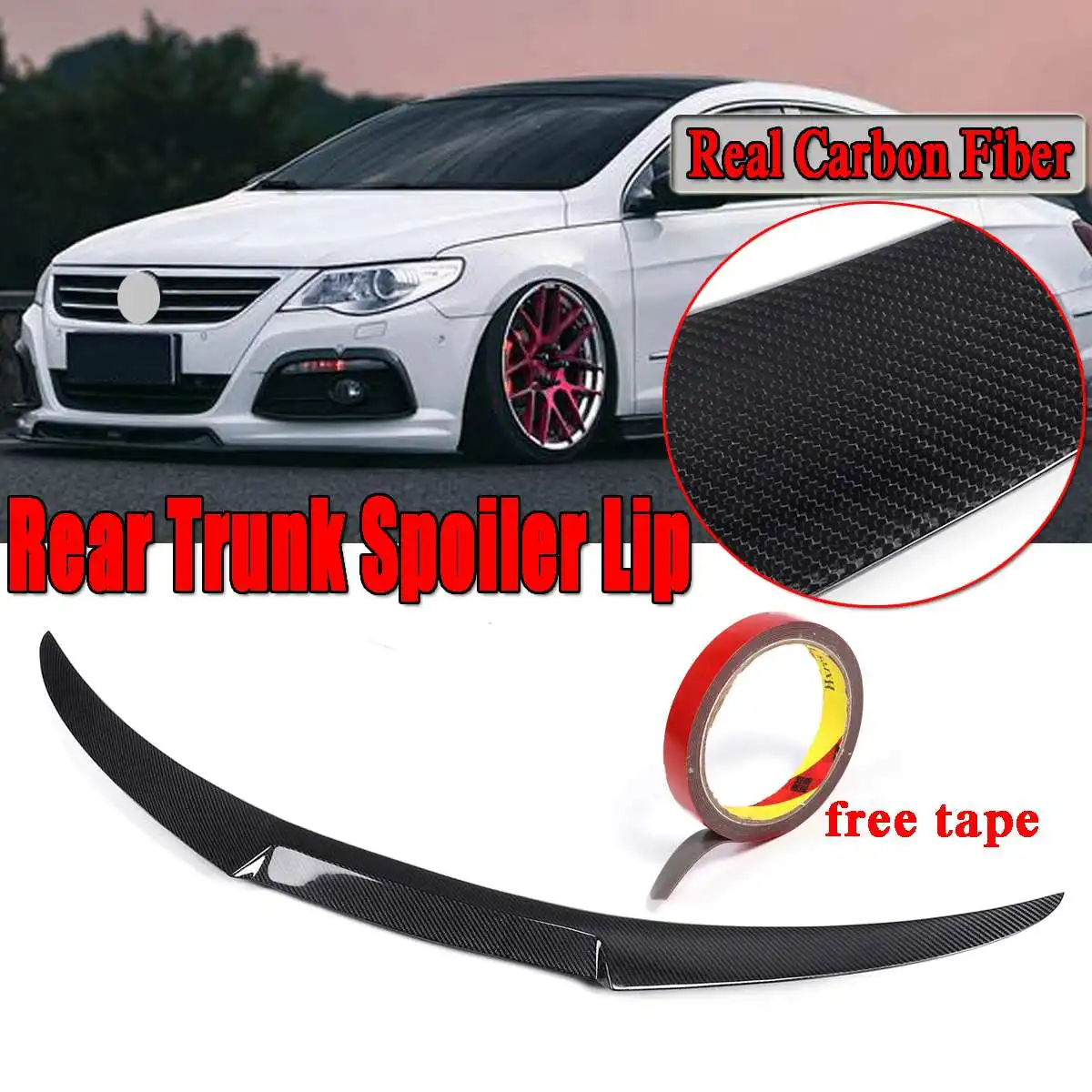 

1x New Real Carbon Fiber Rear Trunk Spoiler Wing Lip For VW For Volkswagen CC 2008-2015 M4 Style Rear Trunk Wing Spolier