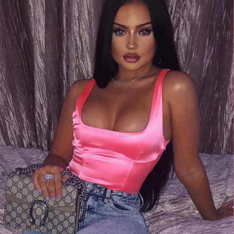 AIUJXK ملهى ليلي مثير النيون الأخضر ارتداءها النساء 2019 جديد وصول الصيف الوردي الجسم أعلى الإناث الهيئات Clubwear عارية الذراعين داخلية