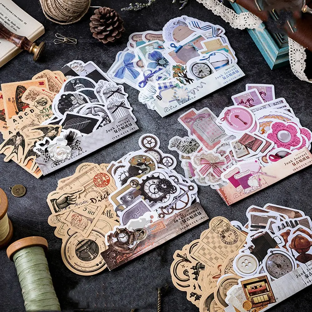 

45Pcs/pack Retro Grocery Store Series Sticker Packs Stationary Scrapbook Paper Journal Photo Album Decorations Kids Gift