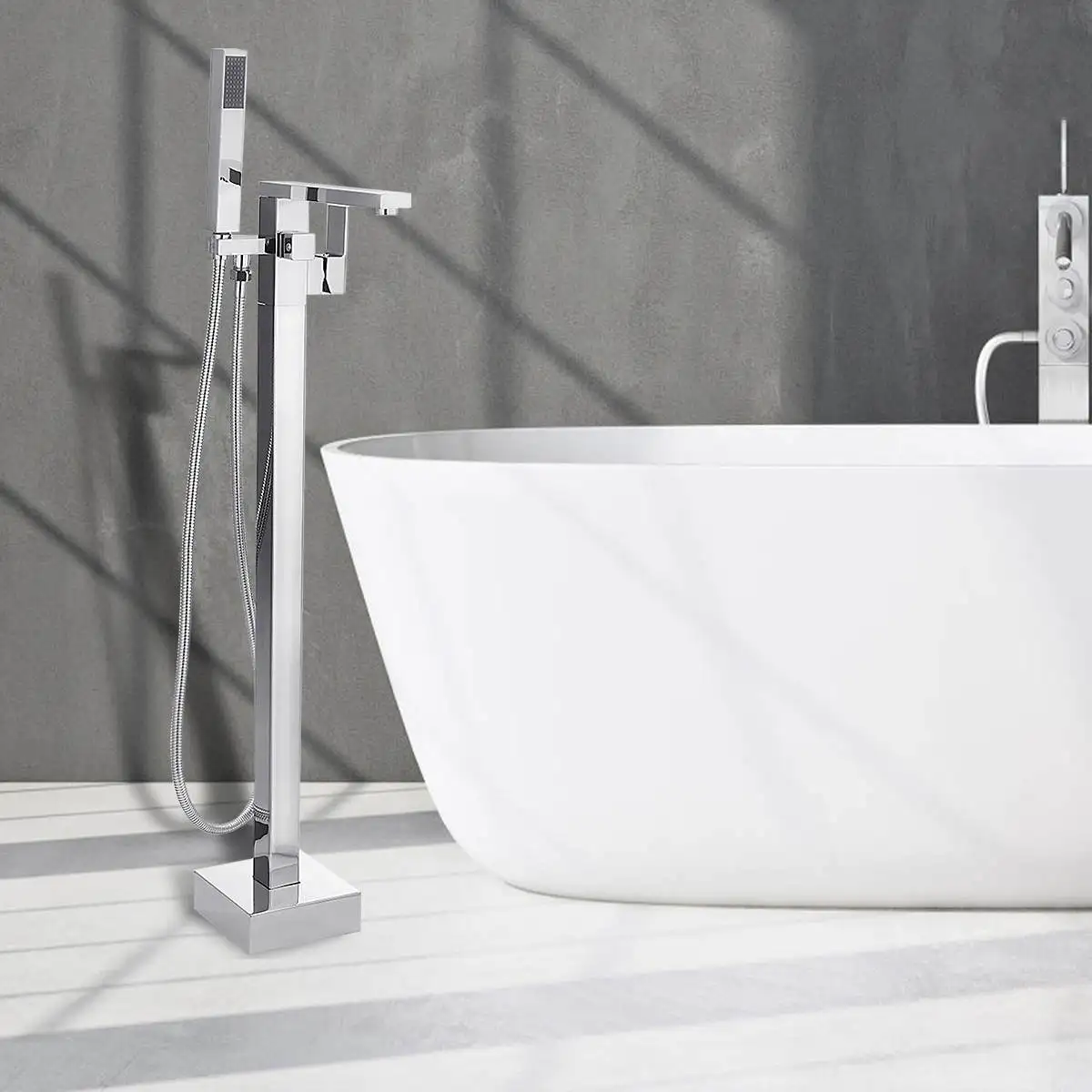 

Xueqin Chrome Floor Stand Faucets Shower Floor Bathtub Mixer Tap Faucet Mixer Single Handle Shower Tap Bathroom Shower Faucet