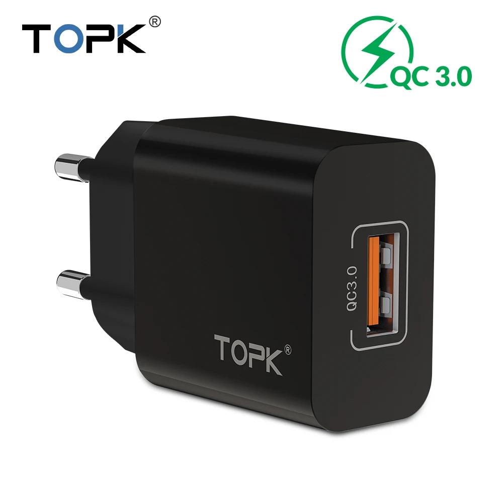 TOPK 18W Quick Charger 3.0 USB Travel EU Plug Phone Adapter For iPhone Samsung Xiaomi Huawei | Мобильные телефоны и