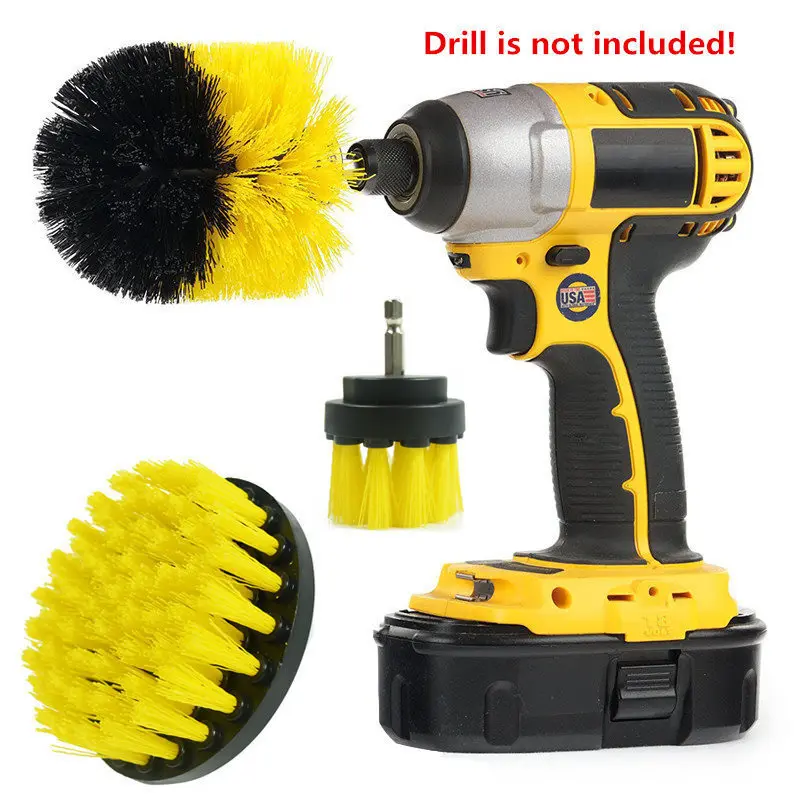 

3 Pcs/set Power Scrubber Brush Drill Brush Clean For Bathroom Surfaces Tub Shower Tile Grout Multifunctional Cleaning Kit