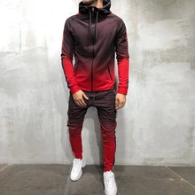 Мужская повседневная Уличная одежда, мужская одежда на осень и зиму с капюшоном на молнии и спортивные штаны, комплект из 2 предметов, модный мужской спортивный костюм