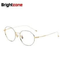Brightzone чистый титан необычные очки оправа восьмиугольная золото очки Близорукость Оптические очки для женщин компьютер Винтаж