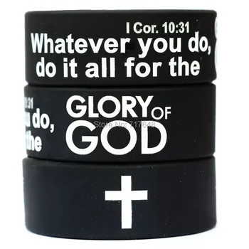 

100pcs All for The Glory of God I Corinthians 10:31 wristband silicone bracelets free shipping by epacket A