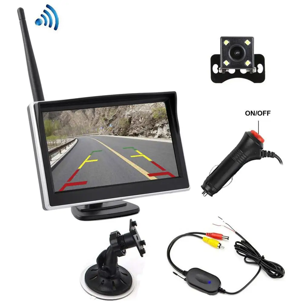 

BEESCLOVER Car HD Built-in Wireless Display with Rear Camera Wireless Transmitter Mini Rear View Camera 1/4" color Sensor rNO