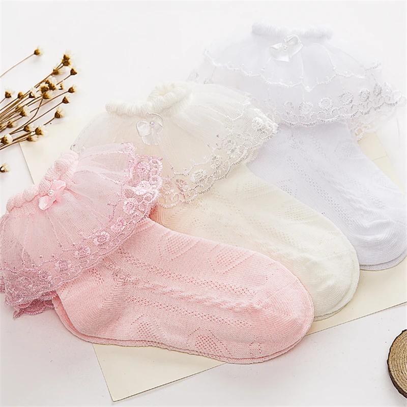 

Baby Girls Frilly Lace Tutu Short Socks Infant Newborn Toddler Ankle Socks New Princess Socks Lace Flower Knit Baby Girl Socks