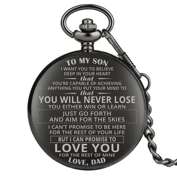 

To My Son Series Quartz Pocket Watch Retro for Women Men Special Classic Pocket Watches Durable Alloy Gift for Pocket Watch