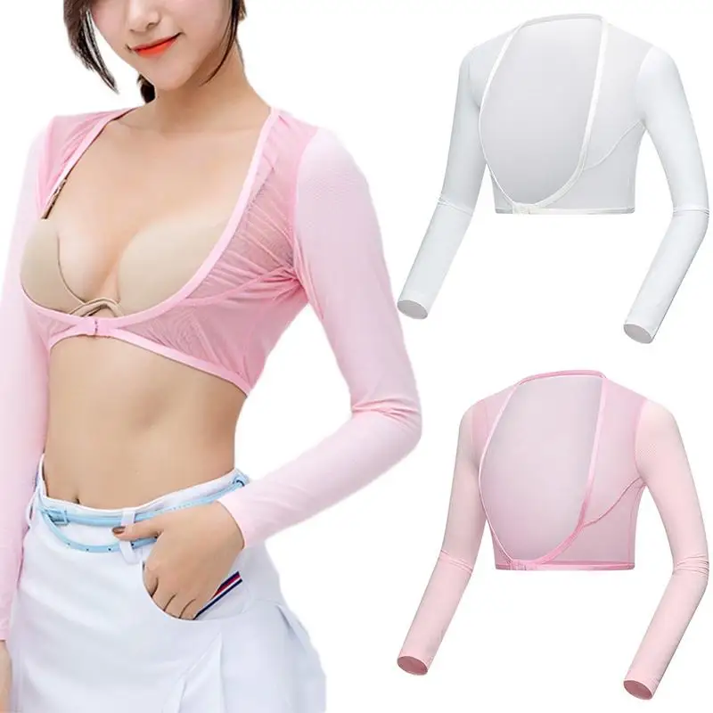 

Golf Cooling Shawl Summer Sun Protection Arm Sleeves Women's Long-Sleeved Ice Silk Bottoming Shirt Vests