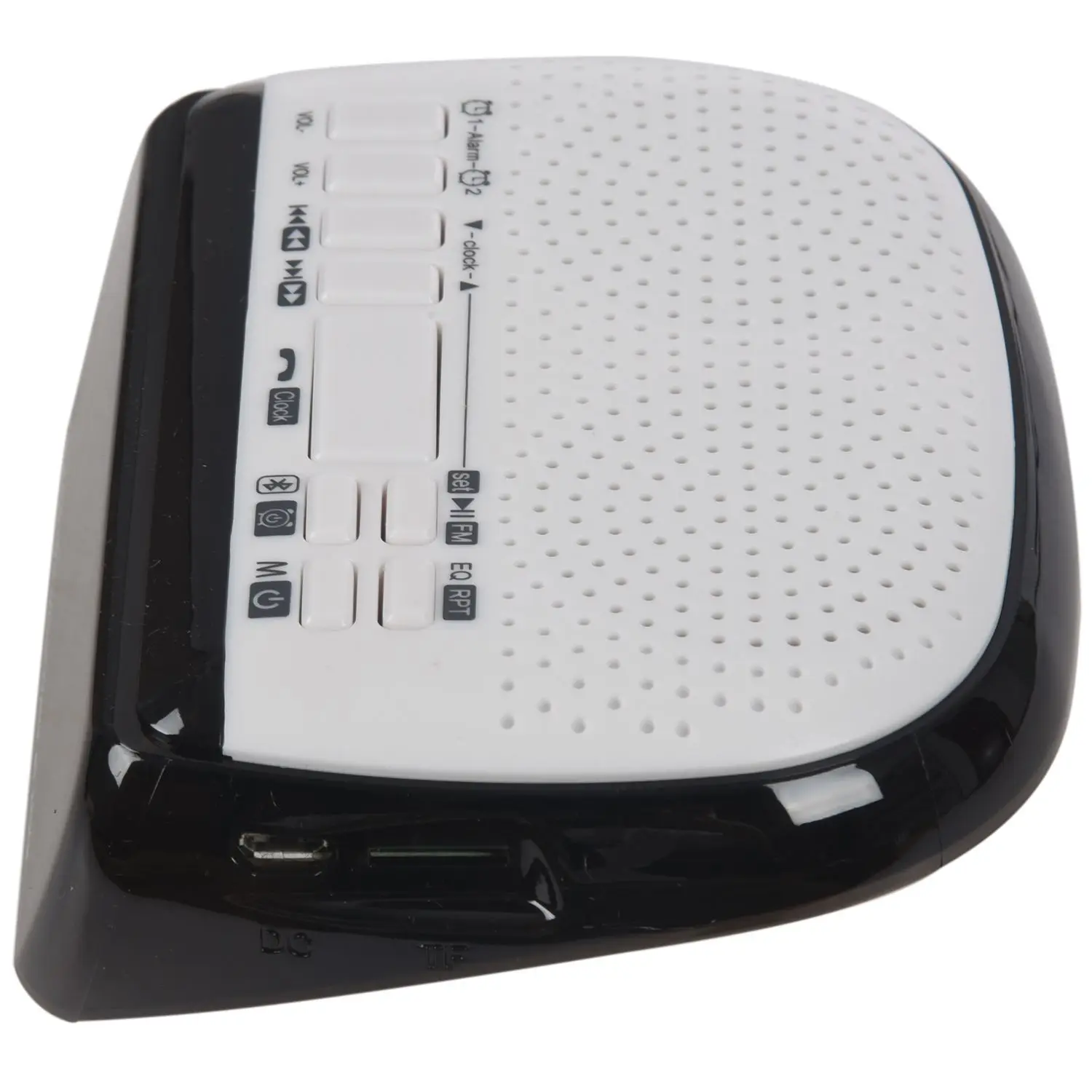 

Portable Multifunctional DOUBLE ALARM Clock Bluetooth/Wirelss Speaker FM Radio Time Display TF Card Slot