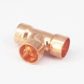 

15mm Inner Dia Copper End Feed Equal Tee 3 Way Pipe Fitting Connector Plumbing for gas water oil Wall Thickness 1mm