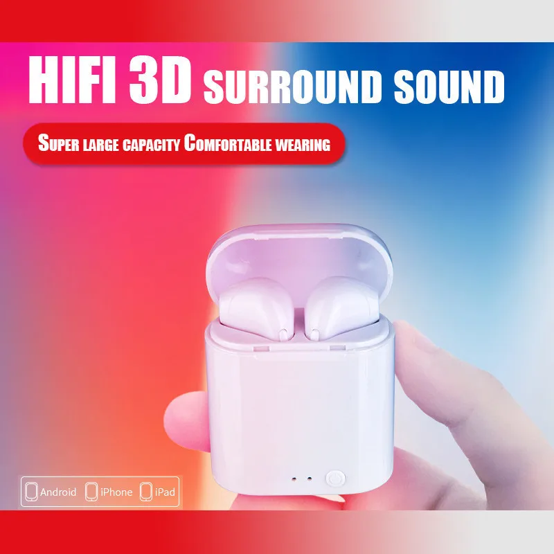 

I7s Tws Wireless Bluetooth Earphone In Ear Headphones Stereo Earbud Headset With Charging Box Mic For Iphone Xiaomi Huawei Smart