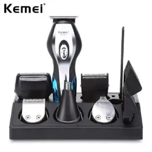 Kemei KM-5031 перезаряжаемая машинка для стрижки волос 11 в 1 бритва триммер для носа/ушей набор для ухода с 4 направляющими гребнями, 5 режущих головок 100-240 В