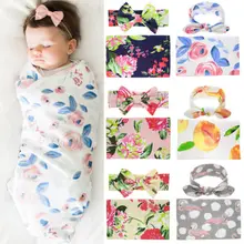 Реквизит для фотосессии новорожденных; одеяло; тканевые полотенца; аксессуары для волос для маленьких девочек; повязка на голову; комплект из 2 предметов; одежда с цветочным узором для пеленания