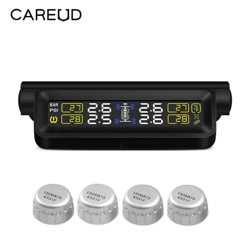 

TPMS Built-in Lithium Battery USB Cable Solar Energy Two Power Supply Car Tire Pressure Monitor T318 Car Auto Styling Accessorie