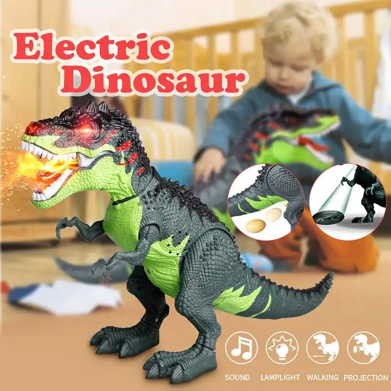 

Dinosaur Toy Motor Electric Tyrannosaurus Rex Spray Cry Lamplight Projector Egg Durable for Home Decor
