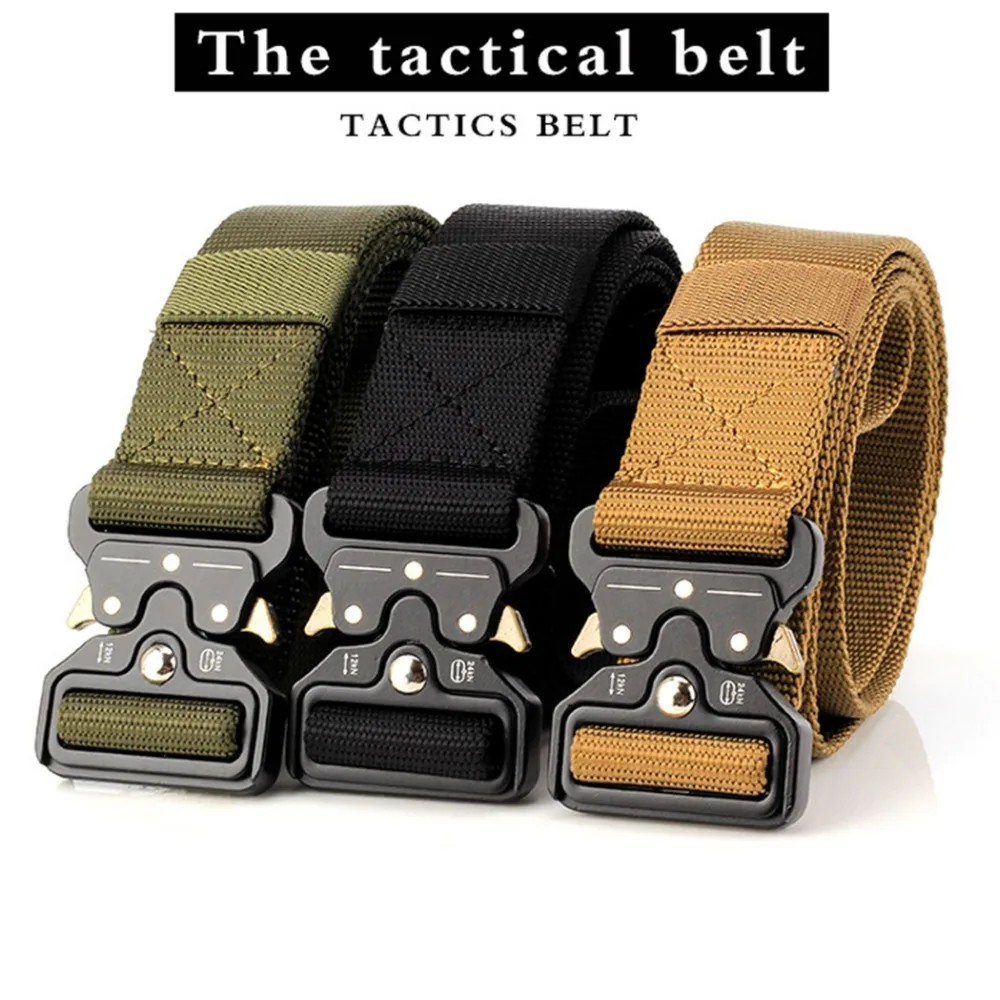 3.8cm Tactical Belts Nylon Military Waist Belt with Metal Buckle Adjustable Molle Belt Training