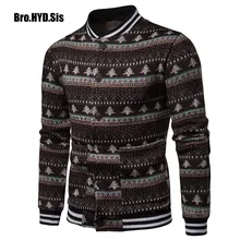 2018 New Christmas Striped Sweaters Cardigan Men Crew Neck Long Sleeve Single Breasted Button Man Coat Slim Fit Male Clothing