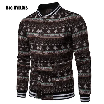 

2019 New Christmas Striped Sweater Cardigans Men Crew Neck Long Sleeve Single Breasted Button Man Coat Slim Fit Male Clothing