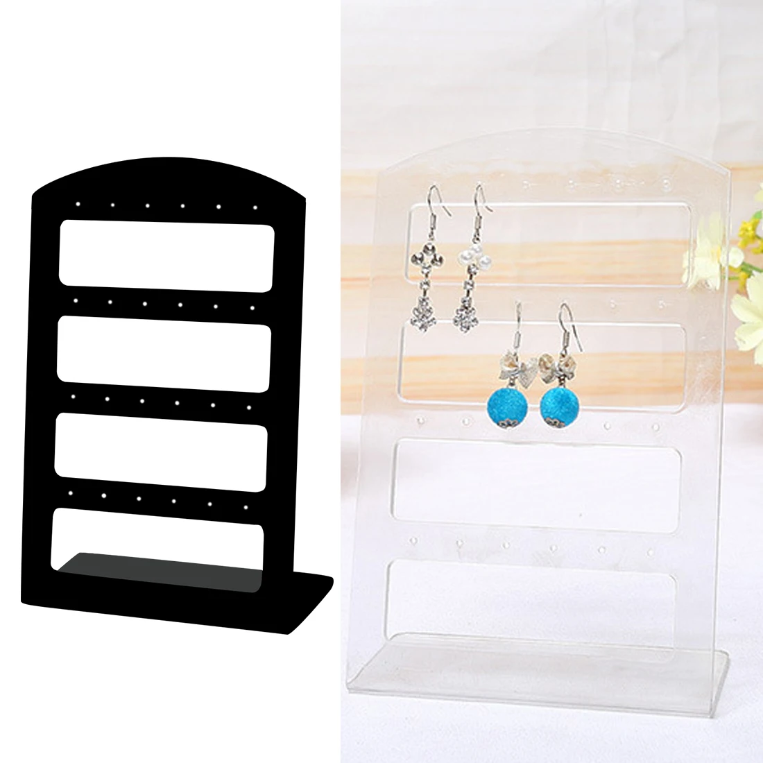 

24 Holes Plastic Earring Jewelry Show Case Display Rack Stand Organizer Holder Jewelry Display Stand Earring Organizer