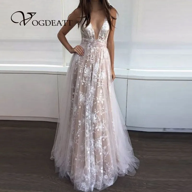 

2019 Sexy Lace Floral Dress Women See Through V-Neck Elegant Long Dress Sexy Summer Autumn Evening Party Maxi Dresses Vestidos
