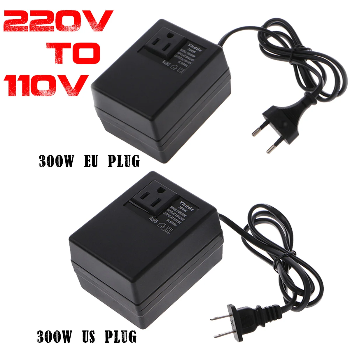 Najtaniej 300 W 200 W 220V do 110V AC krok W dół podróży napięcie konwerter transformatora adapter wtyczki eu