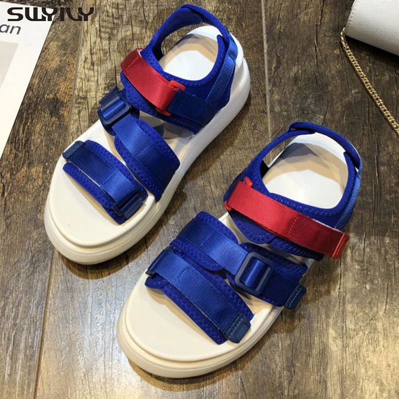 Разноцветные массивные сандалии SWYIVY Новинка лета 2019 женская повседневная обувь