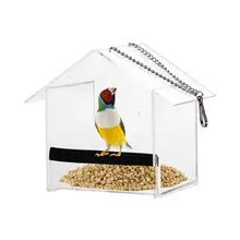 В форме маленького дома кормушка для птиц наружная акриловая кормушка для птиц с присоской Кормление птичий корм короб товары для домашних животных высокое качество