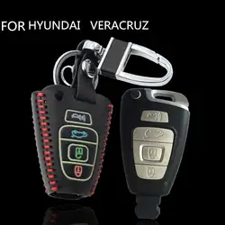 Крышка ключа кепки кожа smart remote fob чехол для Hyundai Veracrus вилла брелок сумка цепи защитное кольцо 4 кнопки без ключа