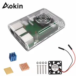 Aokin – boîtier pour Raspberry Pi 3, avec dissipateur thermique en aluminium, ventilateur de refroidissement, câble flexible de caméra, modèle B, nouveau 