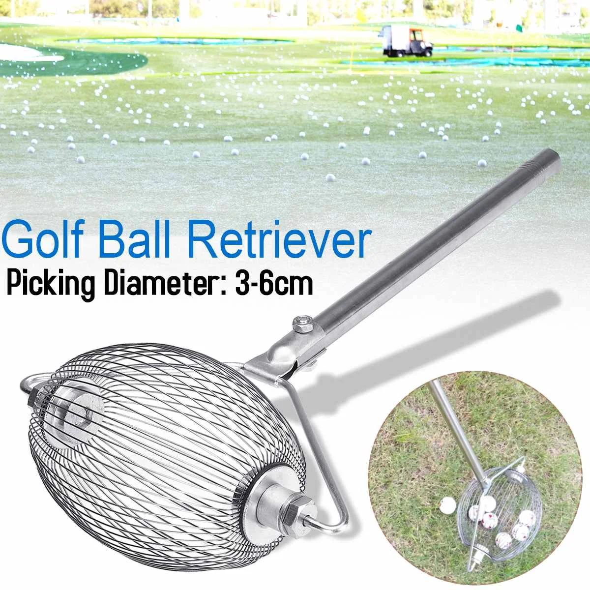 

3-6cm Detachable Golf Ball Retrieve Telescopic Pings Pong Picker Pick-up Collector Diameter Pick Up Grabber Shaft Tool Scoop