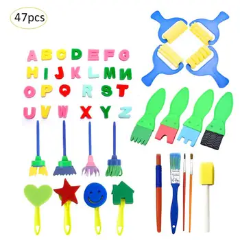 

47PCS Funny Drawing Toys kids Graffiti sponge Brushes Art Supplies Seal Painting Tool drawing toys with heart star letter shape
