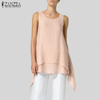 

Oversized Tank Tops Women's Asymmetrical Summer Blouse ZANZEA 2020 Female Casual Sleeveless Camis Blusas Lady Party Shirts Femme