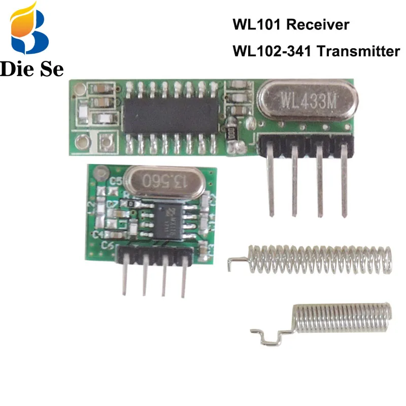 

RF module 433Mhz superheterodyne receiver and transmitter kit with antenna For Arduino uno Diy kits 433 mhz Remote control