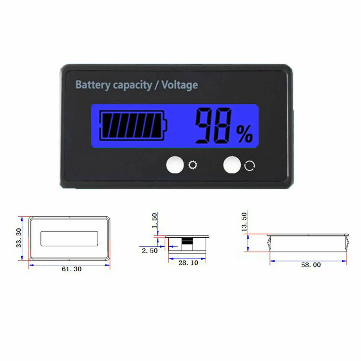 LCD Plomb Acide Batterie Capacité Affichage 12-84 V Voltmètre Tension Testeur 