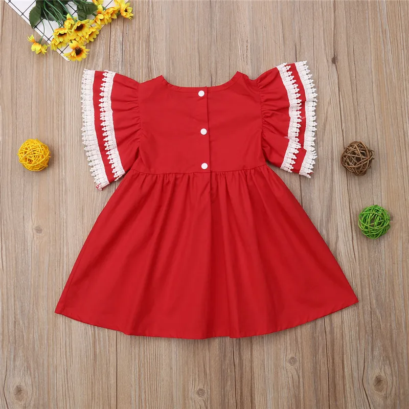 Christmas Clothing Sister Matching Outfits Xmas Kid Baby Girl Clothes Set Red Ruffle Sleeve Dress Top Bib Pants Girls Outfit