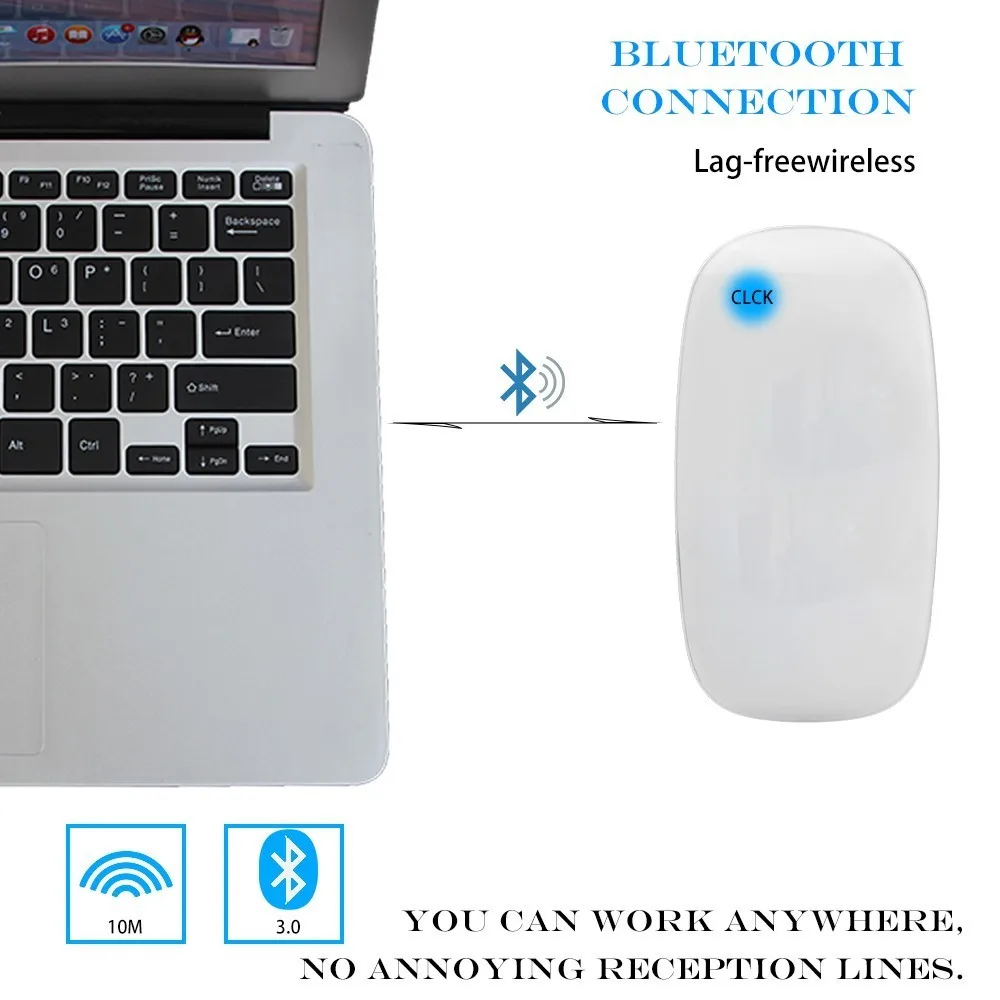 Bluetooth Magic mouse, беспроводная сенсорная ультра тонкая эргономичная оптическая мышь, 1600 dpi, Офисная компьютерная мышь для Apple Macbook, ПК, ноутбука