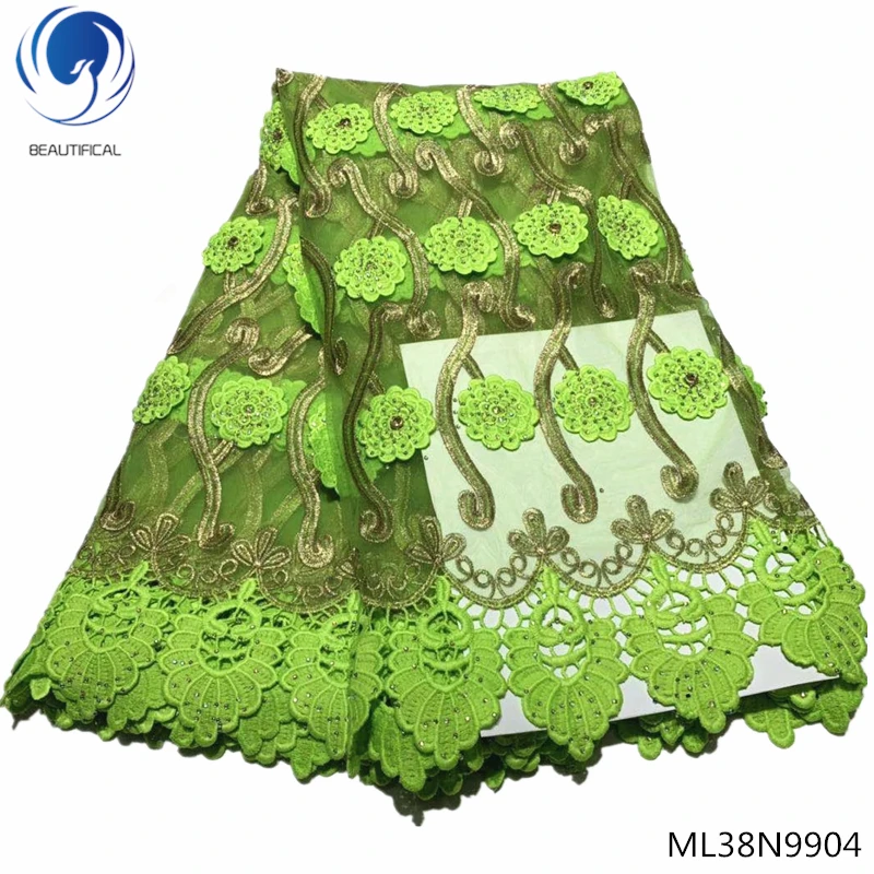 

BEAUTIFICAL french lace fabric light green guipure laces embroidered net fabric with rhinestones african lace fabric ML38N99