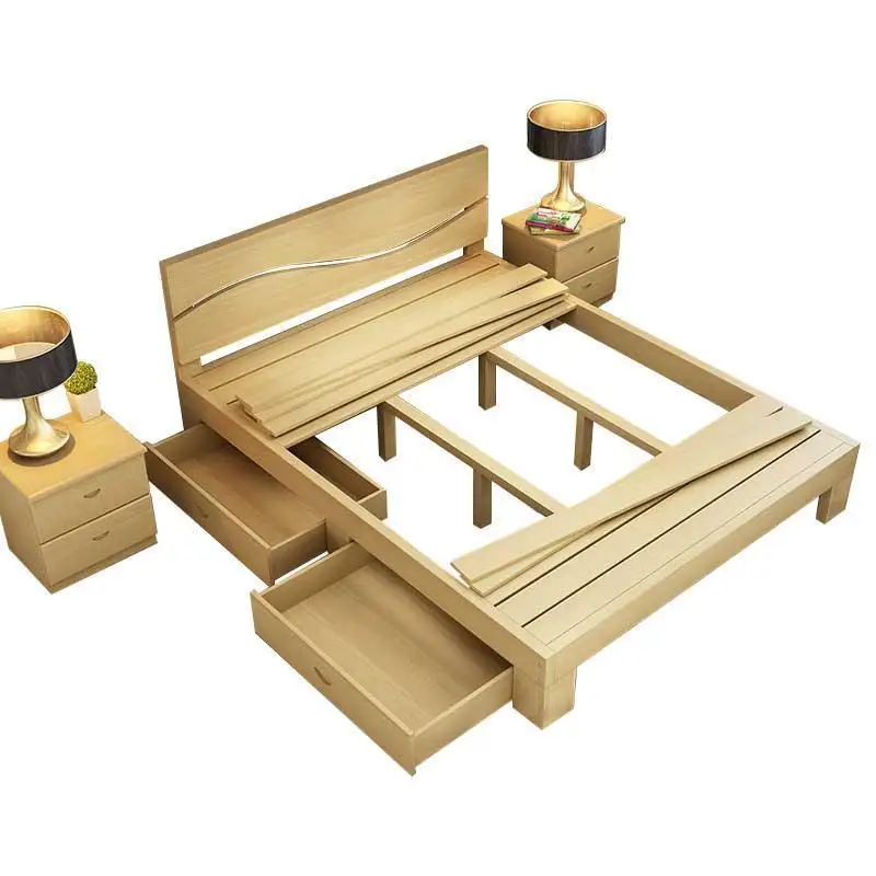 Moderna Yatak Odasi Mobilya Matrimonio Meble Mobili واحدة مضاءة الشقي مجموعة كاما السرير غرفة نوم الأثاث Mueble دي Dormitorio