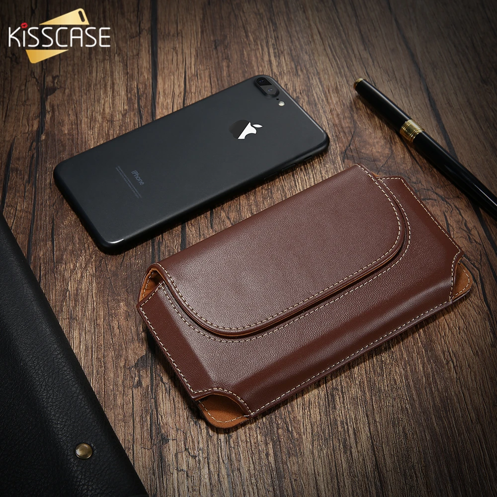 KISSCASE Универсальная кожаная поясная сумка чехол для samsung S6 S7 Edge iPhone 6 7 8 Plus Capa Fundas |