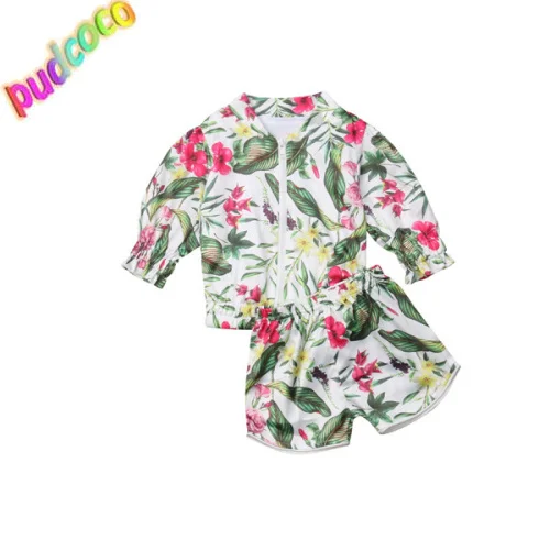 

2018 Kid Baby Girl Toddler Flower Top T-Shirt Coat Pants Shorts Tracksuit Clothes Set