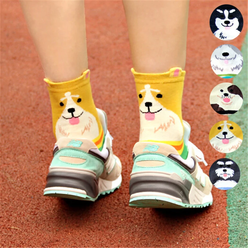 

V-Hanver High Quality Women's Lovely Cartoon Socks Autumn-winter Funny Animal Socks Fashion Ladies Cute Cotton Dog Sock Women