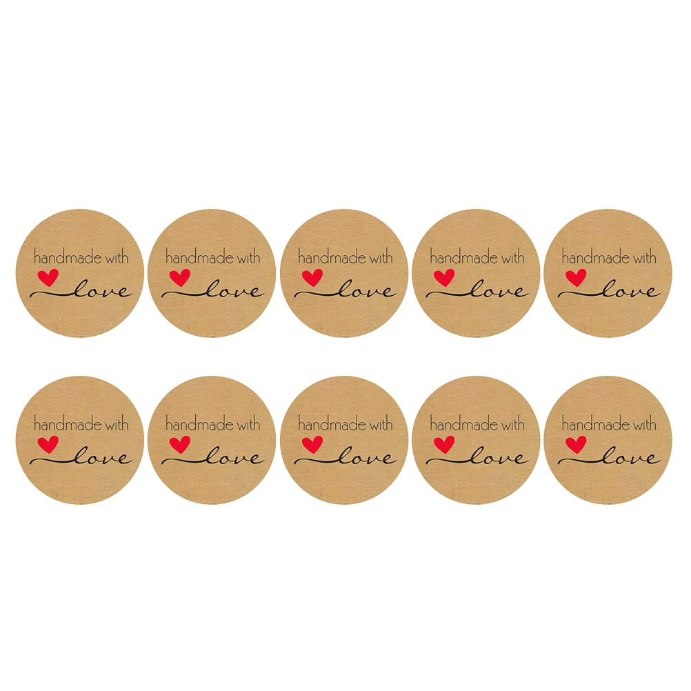 

500 Sheets/Volume Sealing Sticker Kraft Round Cute Label Handmade Decor Decals Stickers Roll for Candy Bag Baking Packaging
