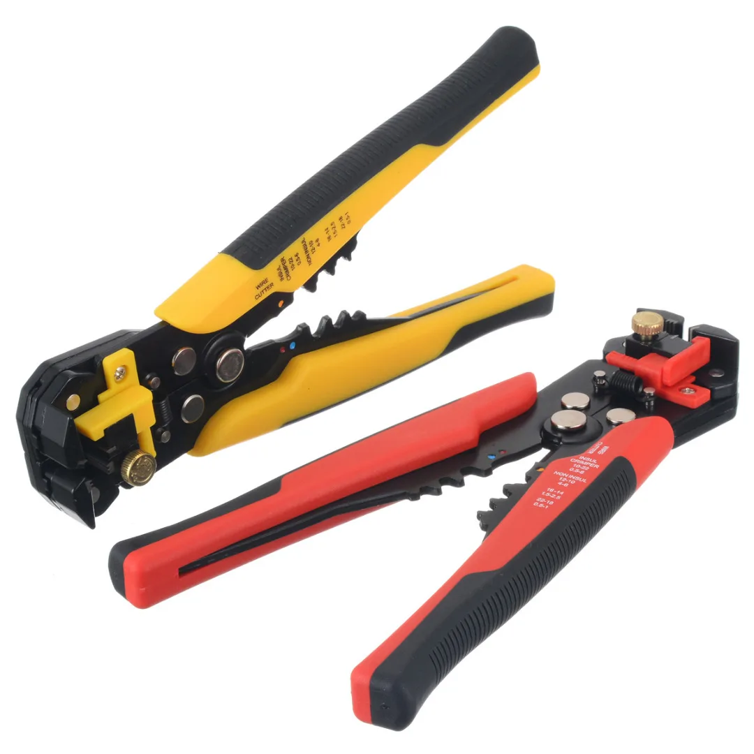 

1pc Red/Yellow Multifunctional Decrustation Pliers 8" Self-Adjusting Insulation Wire Stripper Cutter Crimping Pliers Crimper