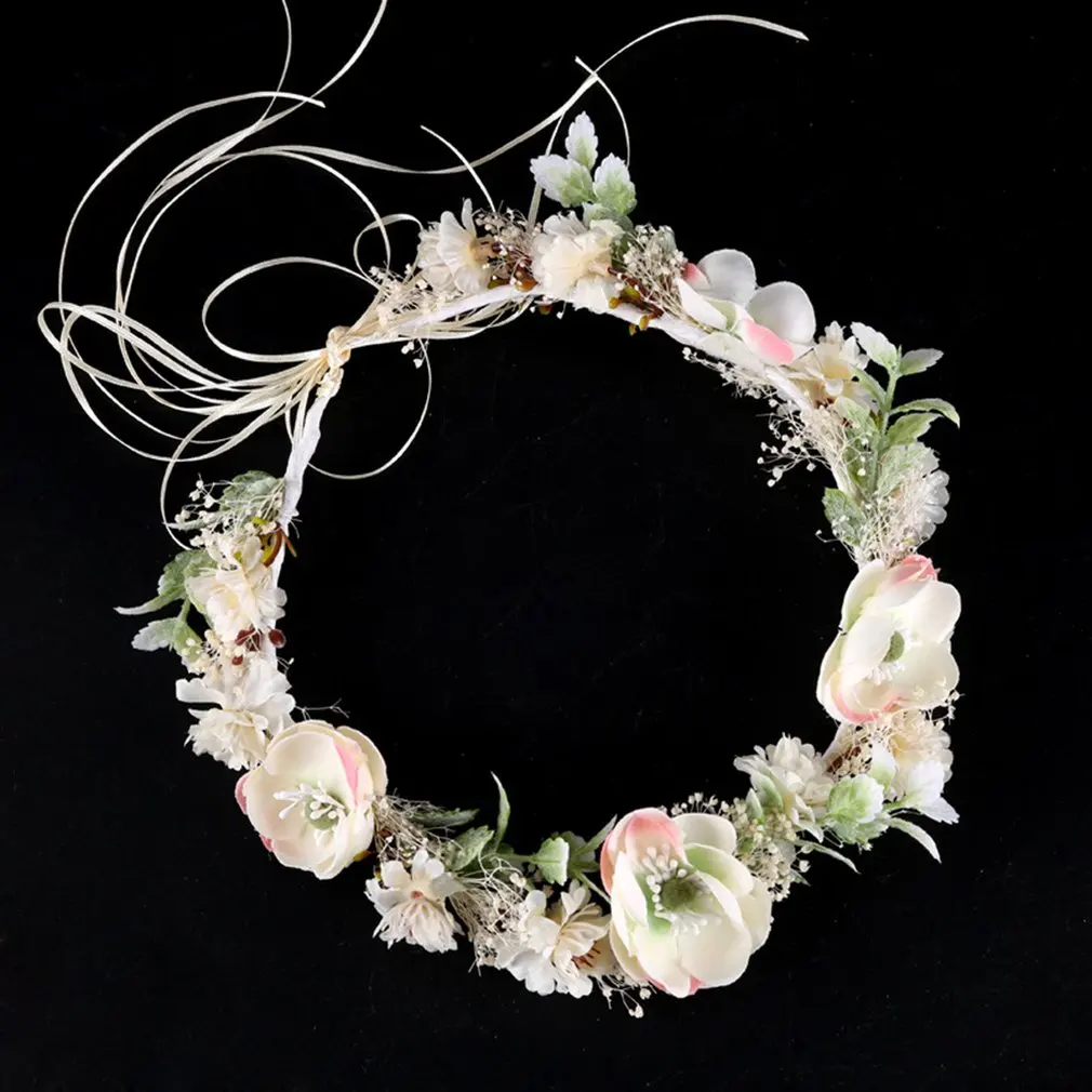

Fashion Bride Headdress White Flower Wreath For Women Hair Band Crown Headwear Delicate Hair Accessories Tiara Hair Hoop