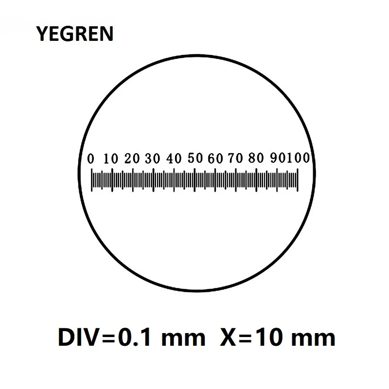 

X=10 Scale Ruler Eyepiece Micrometer DIV 0.1 mm Horizontal Measuring 100 Graticule Calibration Ocular Micrometer for Microscope