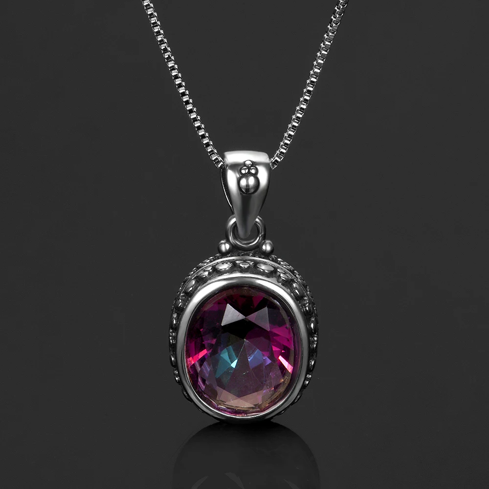 Top Brand Romantic Original S925 Silver Topaz Pendant Ring Jewelry Sets For Women Gemstone Wedding Jewelry Set With Gift 4