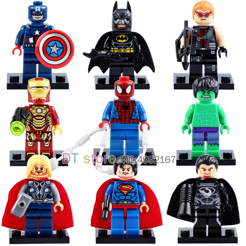 

50Pcs/Lot Legoing Super Heroes Captain America Thor Iron Man Spiderman Hulk Set Model Building Blocks Children Toys XH001
