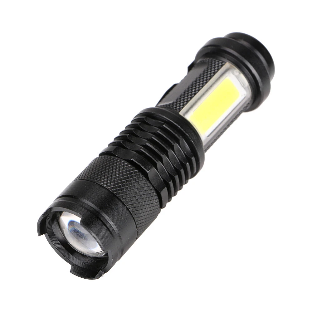 

Mini Glare Led+Cob Flashlight Outdoor Hiking Portable Flashlight With 2 Aa Batteries(Not Included)
