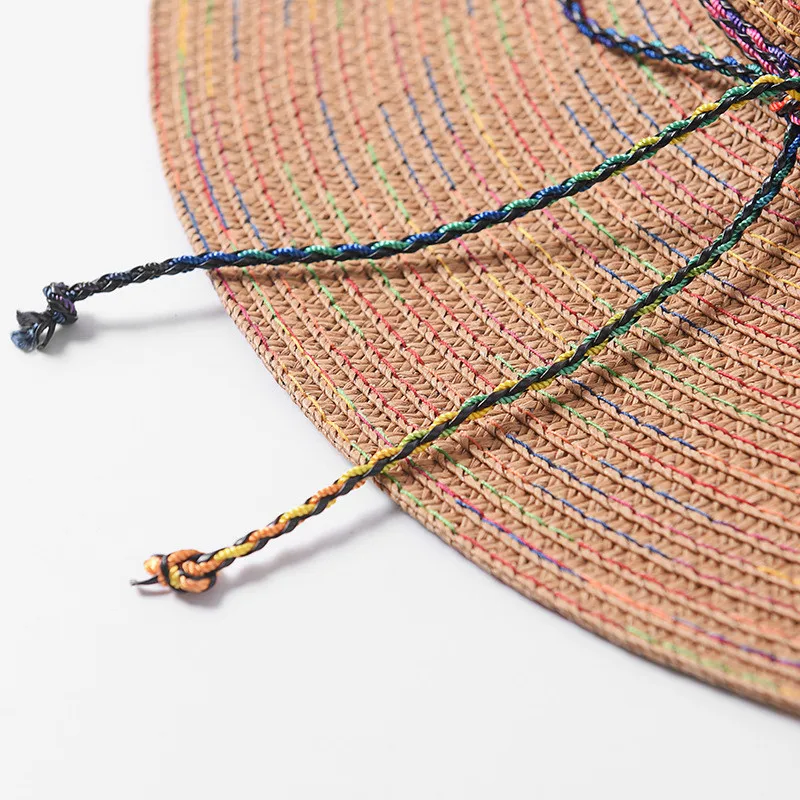 2019 جديد قبعات صيفية للنساء الأزياء مخطط قبعة الشمس واسعة حافة بنما شاطئ كاب طوي دلو الشمس